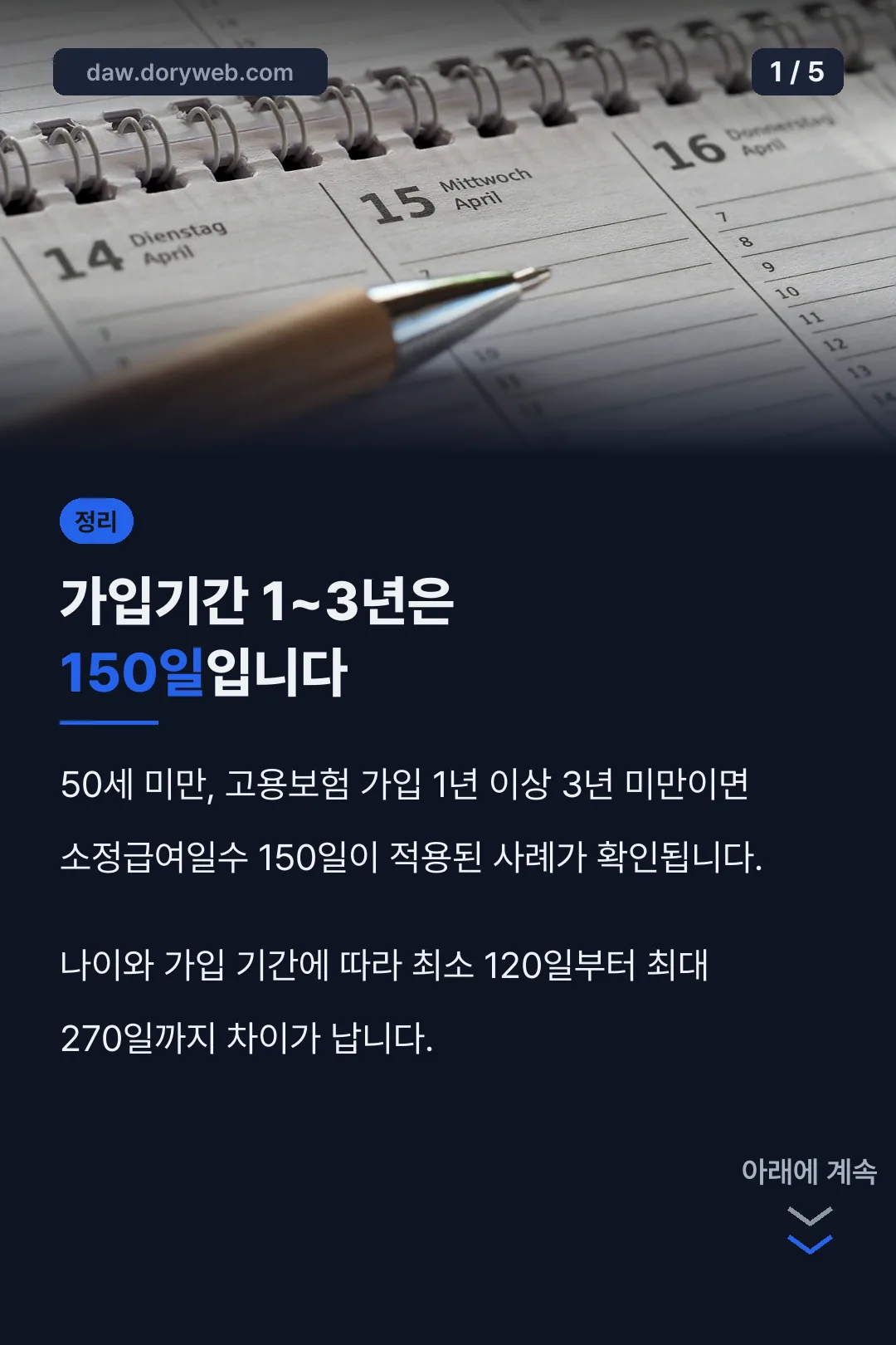 실업급여 기간 150일 사례