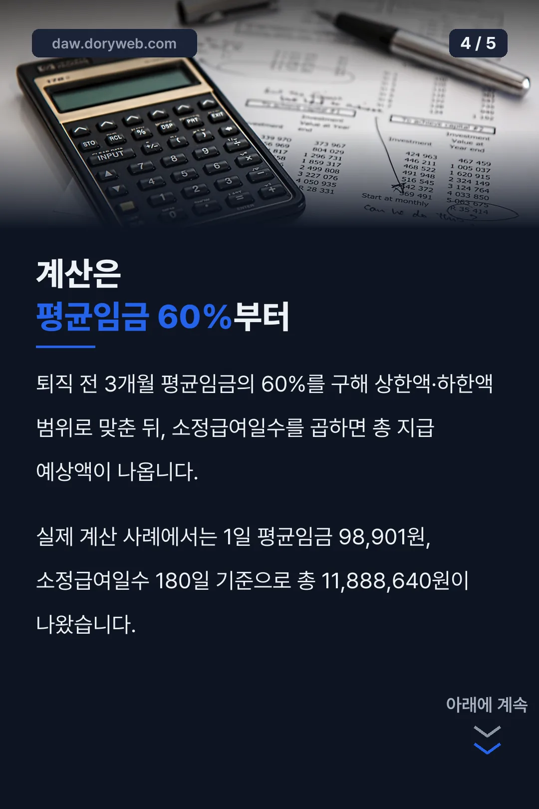 계산 방법 평균임금 60%